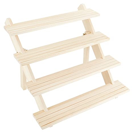 nbeads 4-Tier Présentoir en Bois, Porte Boucle D'Oreille Porte-Bague Détachable en Bois Inachevé Présentoir Carte Bijoux au Détail avec Rainure pour Détail Présentoir Bijoux Collections Figurines