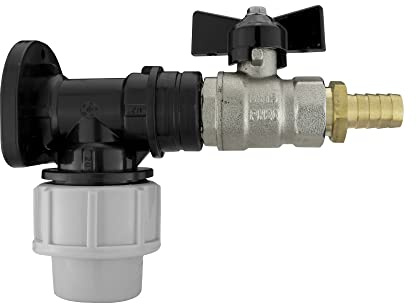 mdpe wall/back plate+full flow metal butterfly valve+1/2 hose barb for 20mm mdpe water supply pipe connection