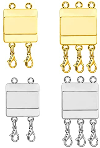 4 Stück Schichtung Magnetische Verschlüsse Magnetverschluss Kette für Halskette Armbänder Schmuck Verbindungsschnallen Mehrere Ketten Separieren Layering Verschlüsse Ketten Magnetverbinder