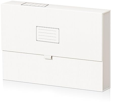 JiaWei Cartella Portadocumenti Espandibile A4 con coperchio magnetico, 7 scomparti, Realizzato in Cartone Extra Forte da 2250 g/m² - Bianco