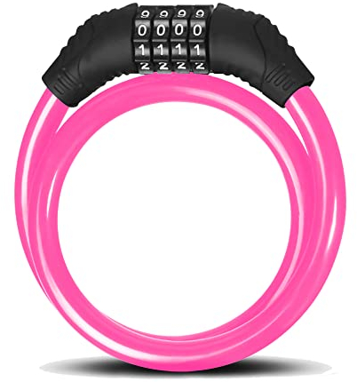 Beeper - Antivol trottinette électrique & vélo à code personnalisable ME129 (Rose, 60cm)