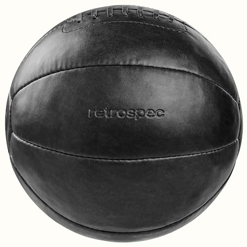 Retrospec Core Gewichteter Medizinball 4, 6, 8, 10, 12, 14, 16, 20, 25, 13,6 kg, weiches veganes Leder mit stabilem Griff für Krafttraining, Erholung, Balance-Übungen und andere Ganzkörper-Workouts