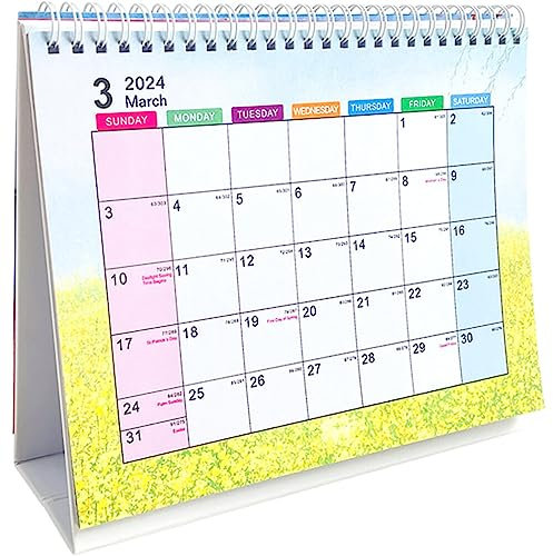 TOYANDONA Calendrier Mural 2024 Calendrier Bureau 2024 Planifier Et Organiser Calendrier De Bureau Debout Planificateurs De Calendrier De Comptoir Décor De Table Papier Magnétique Décorations