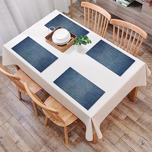 Platzset, Satz von 4 Platzsets,Denim-Jeans-Beschaffenheits-Denim-Hintergrund,Gewebte Vinyl-Tischsets, waschbare und langlebige Tischsets, Tischsets für den Innen- und Außenbereich