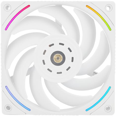 Thermalright TL-K12 White ARGB CPU Fan 120mm Case Cooler Fan, 4pin PWM Connector Silent Computer Fan with S-FDB Bearing and Double-Sided Rubber mat,Desktop Cooling Fan,Airflow Connector 69CFM (MAX)