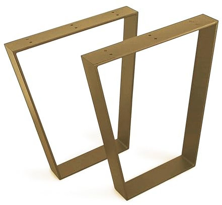 modernLOFTart Pied de Table Or R1 100x10 mm - Pied de Table Metal en Acier Plat Sablé et Revêtu par Poudre - Cadre de Table Largeur 50cm, Hauteur 72cm - Loft Industriel Pieds de Table