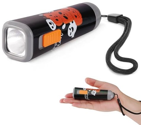 EverBrite Lampe de Poche d'Halloween, Petite Lampe LED 1W avec 3 Piles AAA, Mini Lampe Torche, Cadeaux d'Halloween, Noir