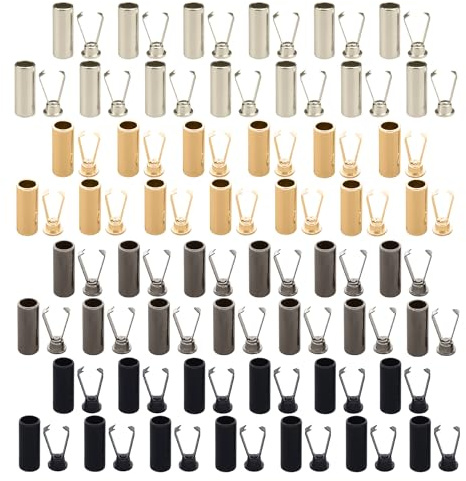 ZBHDEYG 52 fibbie per funi con cappuccio, estremità in filo metallico, morsetti per funi a foro, accessori per cordino, tappi per corda, fibbia multifunzione, lucchetti per corda in lega, nero