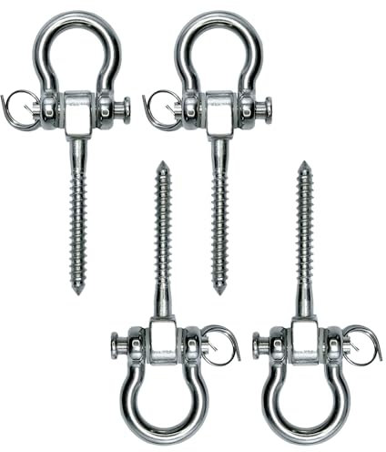 XENVIO Schwerlast 180° Schaukelhaken-4er Set - Edelstahl 304 Material – Trägt bis zu 900 kg Last – Kompatibel mit Holzdecken - Ideal für Hängematten, Yoga und Boxsäcke