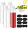 WEGREAT Squeeze Flasche 3 Spritzdüsen 4 Stück 1000ml Soßenflaschen mit Etikettieren Schreibstift, Gewürz Squeeze Flaschen für Sauce Gewürze, Ketchup, Sirup, BBQ, Sauce, Senf, Salat, Dressing