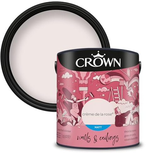 Crown Walls & Ceilings Matt Emulsion Paint, Size 2.5L, Creme De La Rose