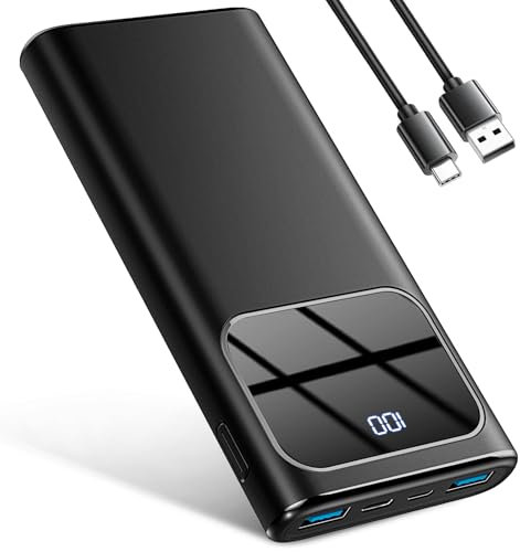 Power Bank, 10000mAh PowerBank Schnellladung mit USB-C Input & Output Externer Akku, Tragbare Ladegerät LED-Anzeige für iPhone 15/14/13/12/Pro/Pro Max