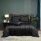 Bettwäsche Sommer 200x200cm Schwarz Uni Glatt Bambus Bettwäsche-Set Kühlende Bambusfaser Weiche Kuschelig und Atmungsaktiv Deckenbezug Luxus Bettbezug mit Reißverschluss und 2 Kissenbezüge 80x80cm