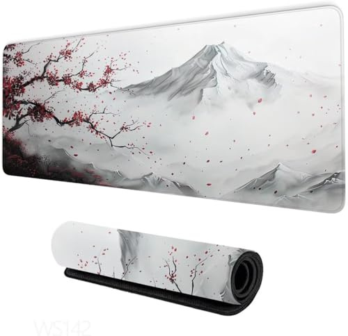 Mauspad XXL 700x400x3mm, Gaming Mauspad Weiß Mauspad Groß, Schreibtischunterlage Berg Desk Mat, Verbessert Präzision und Geschwindigke, Wassxerdicht Anti-Rutsch, Gaming-Mauspads für Pc, Laptop WS-142