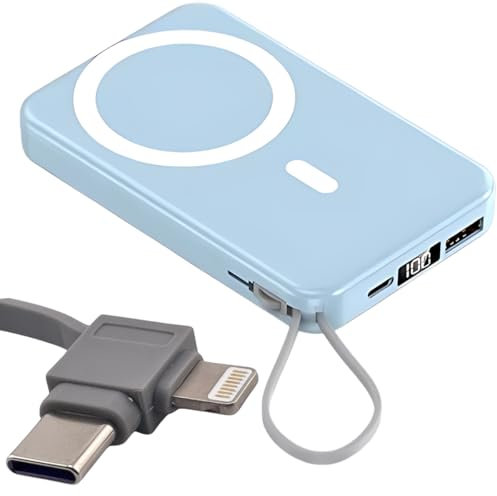 Mag-safe Power Bank 10000mah Wireless Power Bank Fast Charging 22.5W Portable Charger - 15W Wireless Charge Battery Pack - Power Bank (Light Blue)