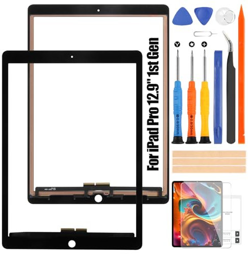 Atwist Pantalla táctil de repuesto para iPad Pro 12.9 2015 de 1ª generación, para iPad Pro 2015 A1584 A1652 Touch Digitizer Kit de reparación de cristal (no LCD) (negro)