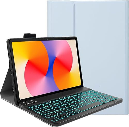 YHFZR Keyboard Case for iPad Mini (A17 Pro) 2024 - (QWERTY Layout) 7 Colors Backlit Ultra Slim Flip Wireless Keyboard Stand Case for iPad Mini (A17 Pro 2024, 7. Generation) 8.3 Inch, Blue