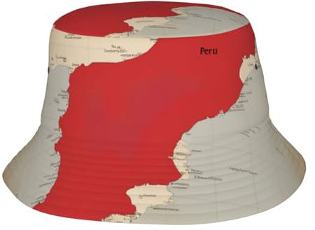 Sommerhut mit Peru-Flagge, trendiger Sonnenhut, Unisex, für Strand, Golf, Angeln, Outdoor, Urlaub, Schwarz, Schwarz, Einheitsgr��e