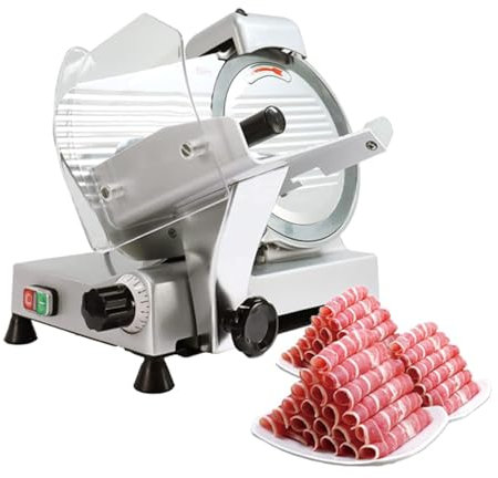 YJFEDCC 10-Inch Meat Slicer, Commercial Semi-Automatic Slicer, Stainless Steel Electric Slicer Mutton Roll Slicer