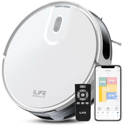 ILIFE Aspiradora robótica V20 con navegación SoF, succión potente de 5000 Pa, aspiradora y fregona 2 en 1, limpieza personalizable, mapeo de múltiples pisos y control inteligente a través del