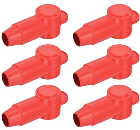 sourcing map Battery Terminal Cover 6 Pcs Battery Terminal Protector Truck Battery Terminal Cover Positive Negative Pole Stud Covers L13-19-69mm Red for Car Accessories Truck Marine Boat