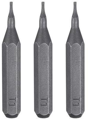 sourcing map 3 punte per cacciavite Torx T1 da 5/32 con gambo esagonale, lunghezza 28 mm, punta magnetica a stella a 6 punti, punte esagonali in acciaio S2, per cacciaviti manuali elettrici,