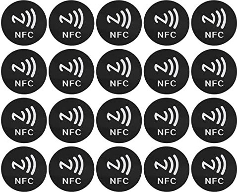 20 Stück NFC-Aufkleber, 125 kHz, Anti-Interferenz-ID-Telefon-NFC-Aufkleber für Zugangskontrolle, Heimassistent (Black)