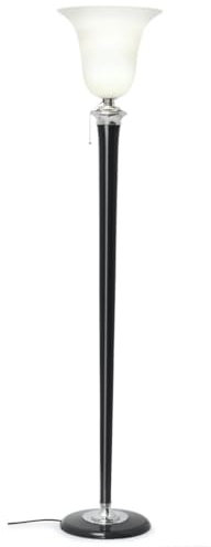 Generisch Mazda Stehleuchte Stehlampe, schwarz/chrom, Art Déco Design Klassiker