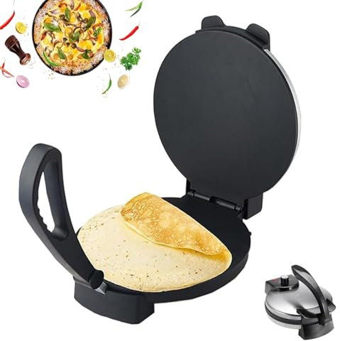 STDZQCWY 1500W Electric Tortilla Maker, 10 Inch Non Stick Tortilla Press, with Temperature Control & Stainless Steel Cover, Electric Roti Maker for Pitas, Chapati, Roti, Flatbread