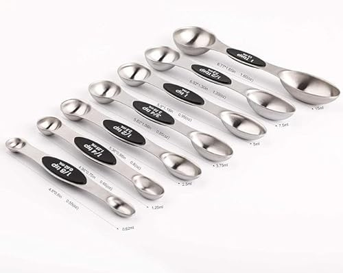 Magnetic Measuring Spoons Set Stainless Steel with Leveler, Stackable Metal Tablespoon Measure Spoon for Baking, Cups and Spoon Set Kitchen Gadgets Apartment Essentials