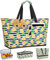 ISEYOU Strandtasche XXL Familie mit Kühltasche, Groß Strandtasche mit Reißverschluss Wasserdicht Sanddicht, Handtasche Damen 49L, Faltbar Badetasche für Urlaub Reisen Fitnessstudio Picknick
