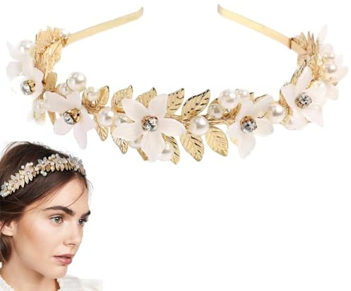 SSyang Künstliches Blumen Haarreifen, Mexikanische Blumenkrone Stirnband Halloween Haarband Rose Blume Krone Kopfschmuck Floral Haarschmuck für Cosplay Karneval Party Strand Urlaub (Rot)