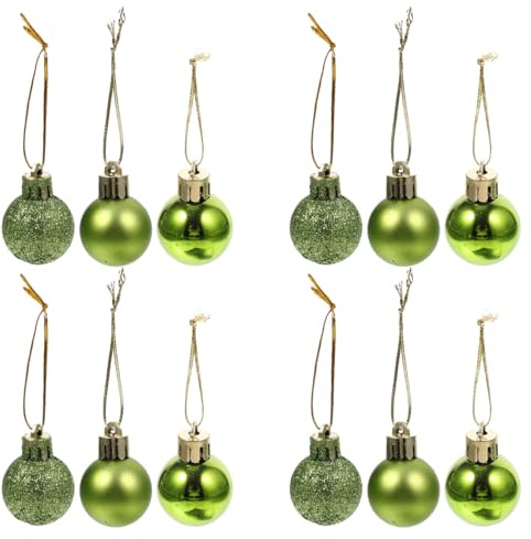 ULTECHNOVO 12 StüCk Mini Weihnachtskugeln Grün (3cm) - Bruchfeste Christbaumkugeln aus Kunststoff - Kleine Deko Anhänger für Basteln, Party, St. Patrick's Day & Türkranz