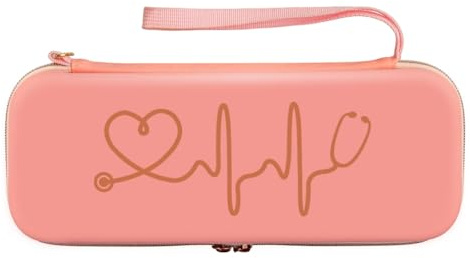 Aboiled Stethoscope Storage Box EVA Portable Travel Carrying Case with Mesh Bag, Hard Drive,Pen,Medical Organizer Pink