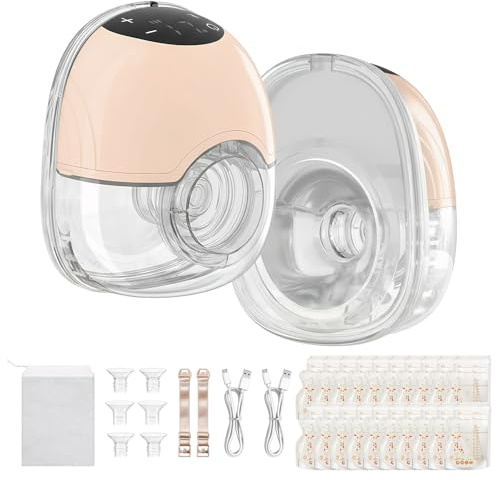 TOPCHANCES Touchscreen Milchpumpe Elektrisch Freihändig,Tragbar Breast Pump mit 4 Modi und 12 Saugstufen 17/19/21/24mm komfortabler Flansch,Doppelt Abgedichteter mit Ersatzzubehör im Lieferumfang,Rosa