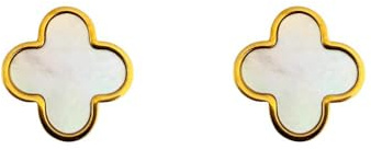 Handgefertigte Ohrstecker aus Perlmutt, Kleeblatt-Form