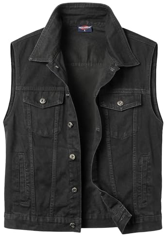 Oralidera Men's Denim Vest Vintage Biker Jean Gilet Sleeveless Jacket Motorcycle Cowboy Jeans Vest