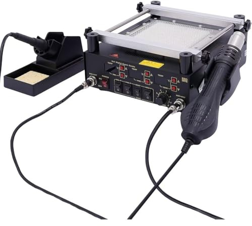 Hot Air Rework Station, 1100W 3 in 1 with Soldering Iron & IR Preheater - Digital SMD Station for PCB Repair and Desoldering Tools