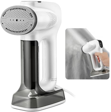 Steamer Dampfglätter mit Saugfunktion, 3000Pa Saugleistung Großer Abnehmbar Wassertank Tragbares Reisebügeleisen mit Dampffunktion 3-Modus, Dampfleistung 20g/min Faltenfreie Ergebnisse (340 ML)