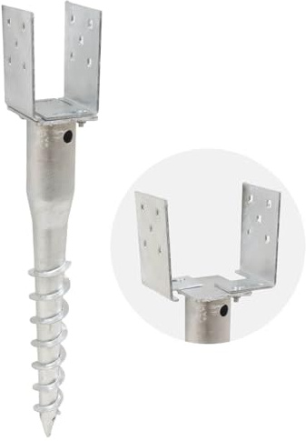 Einschraubbodenhülse für 9-17,5x10 cm Holzpfosten verstellbar feuerverzinkt | 67 cm Länge, U-Pfostenträger, Pfostenträger, Bodenhülse, Erdschraube, ohne Beton, wetterfest, Stahl