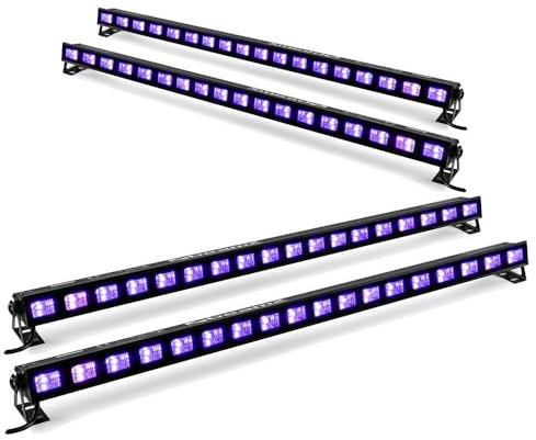 BeamZ BUV183-4er Set, Schwarzlicht Lampe, hochwertiger UV Strahler, Schwarzlicht Röhre mit 18x3 Watt LEDs - Schwarz