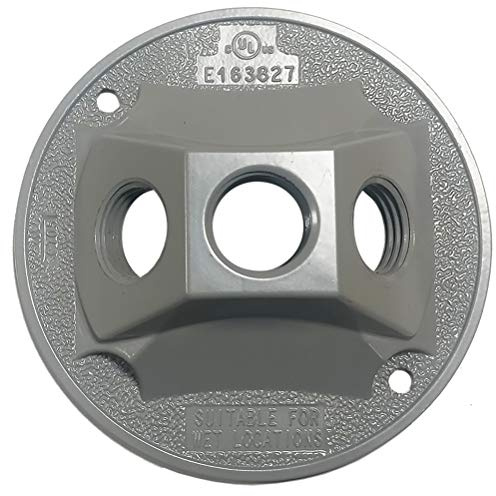 Sigma Engineered Solutions 14383 1/2-Inch 3 Hole Round Lamp Holder Weatherproof Cover, Gray