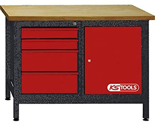 KS Tools 865.0006 Werkbank mit 4 Schubladen und 1 Tür, H840xB1200xT500mm
