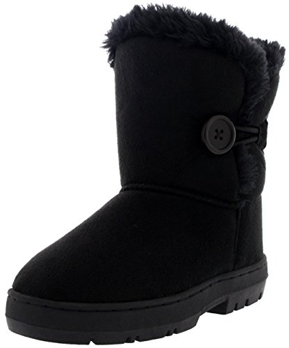 Holly Bambini Pulsante Ragazze Inverno Foderato Di Pelliccia Pioggia Stivali - BLA31 AEA0444