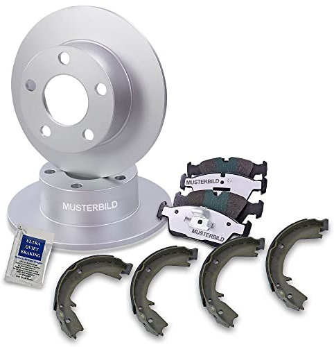 BESTPRICE Bremsenset Hinterachse inkl. Bremsscheiben Ø 161 mm Voll + Bremsbeläge hinten und Bremsbacken hinten, Kompatibel mit BMW 3 Compact (E36)