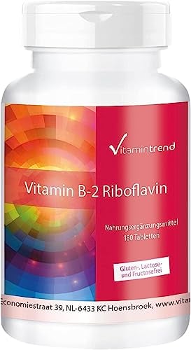 Vitamin B2 Riboflavin 100mg - 180 Tabletten ! 6-MONATS-VORRAT ! vegan | Vitamintrend®