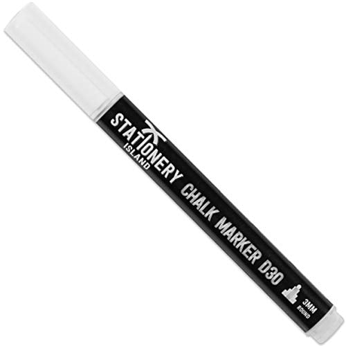 STATIONERY ISLAND Stylo Craie Pour Tableau Noir Effacable, Marqueur Craie Effacable, Feutre Craie pour le Verre Fenêtre, 3MM Lot de 10, Blanc
