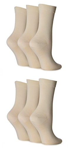 SockShop Chaussettes en bambou avec manchette de confort - 6 paires - Femme - Naturel 37-41