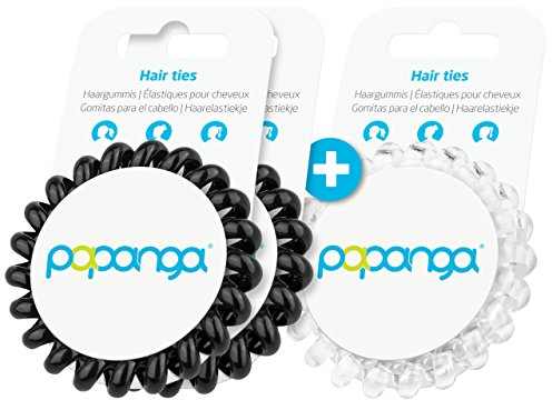 Original Papanga® Spiral Haargummis, 2+1 Vorteils-Pack, Classic Edition, Größe: Big, Farben: 2 x Black + 1 x Diamond