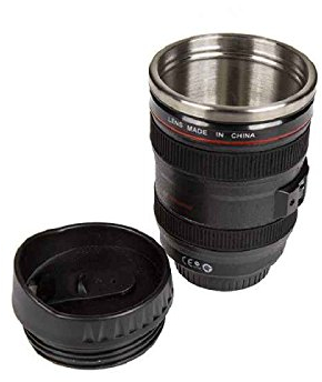 Mug en forme d'objectif photo avec insert en acier inoxydable – Mug, Tasse à Café, pour hommes idéal pour